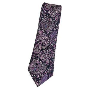 GUTHRIE & VALENTINE Men's Silk Tie DESIGNER XL Blue Purple Paisley W:3.2" EUC